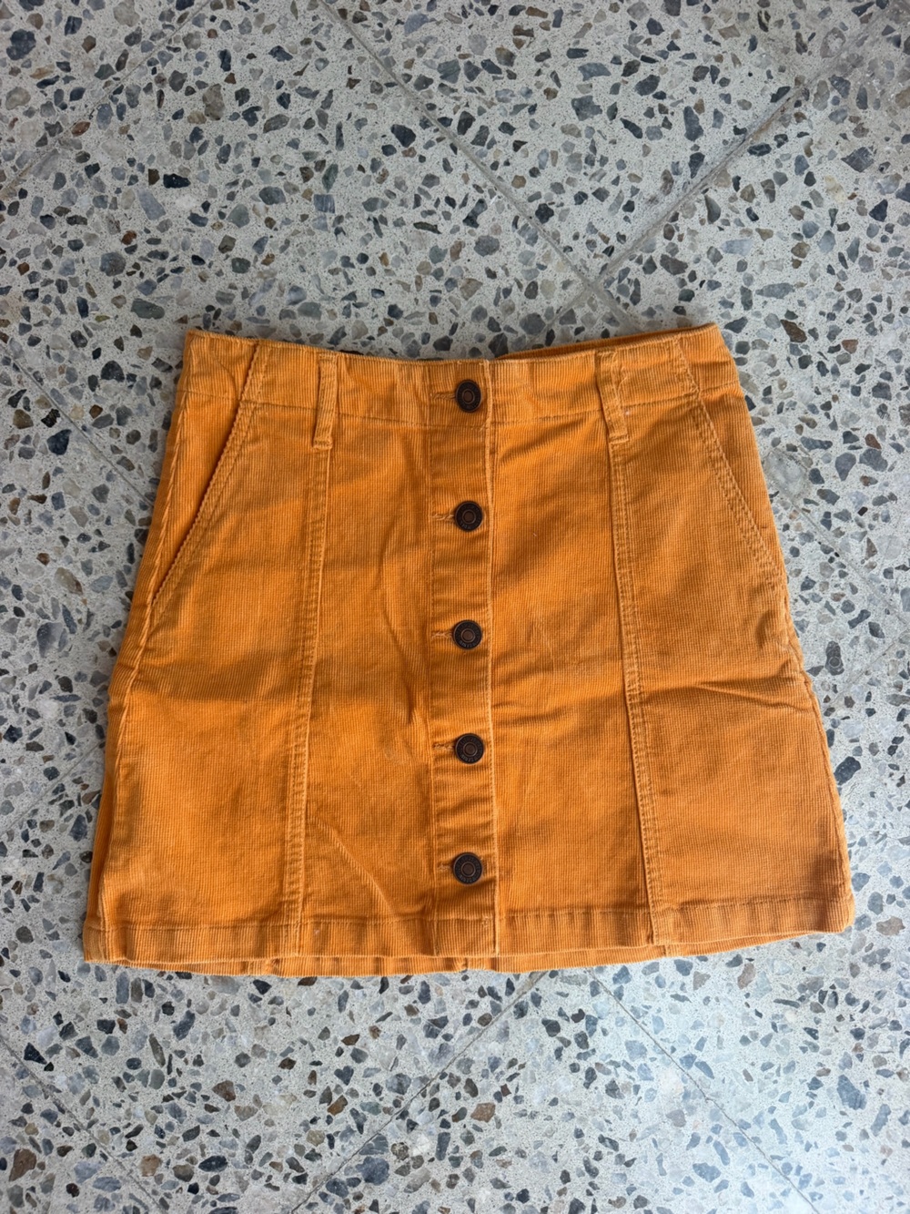 Forever 21 Orange Button-Front Corduroy Mini Skirt